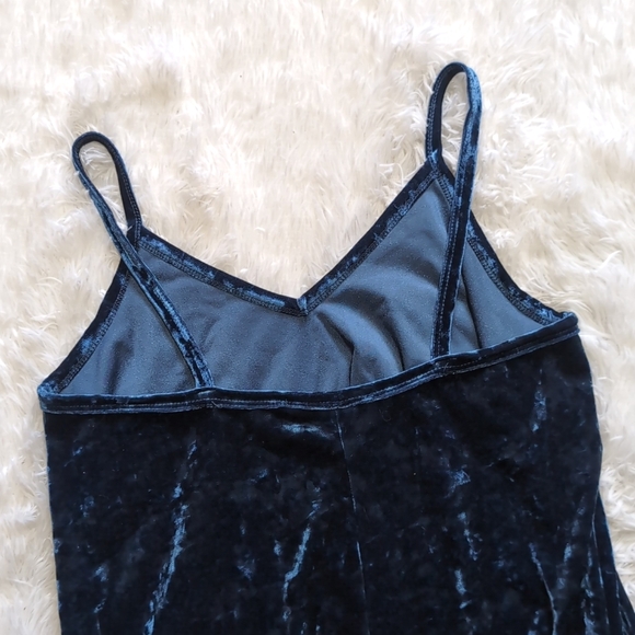 90s Jody California Blue Velvet Handkerchief Hem Midi Dress Size Large - Picture 6 of 10